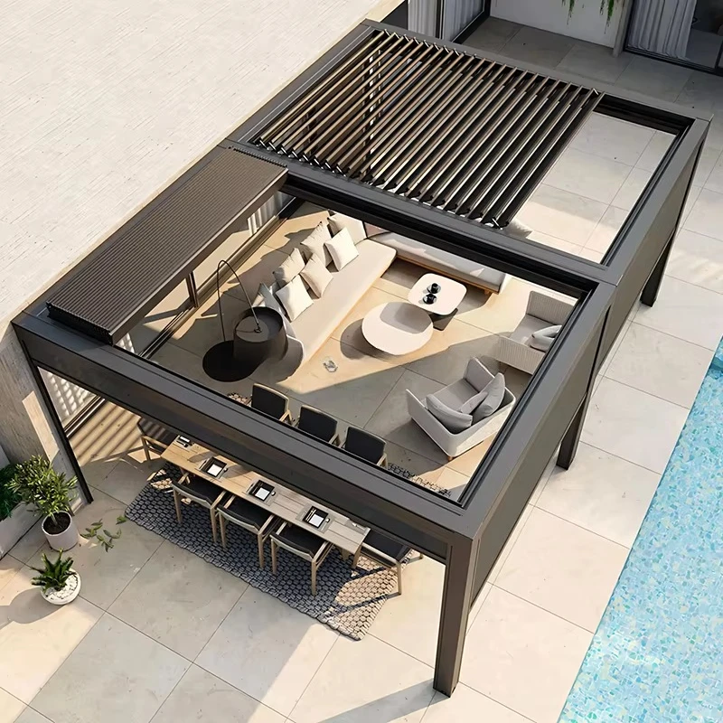 

Modern Bioclimatic Motorized Pergola | Smart Louvered Roof Retractable Gazebo