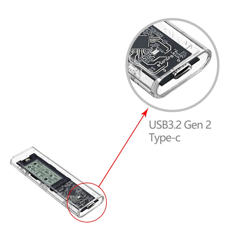 Imagem -03 - Disco Rígido Nvme Ngff tipo 3.2 Solid State Drive Case Dual Protocol Detecção de Saúde Digital Inteligente Case de