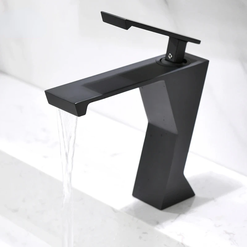 Imagem -02 - Single Handle Waterfall Basin Faucet Torneira para Pia do Banheiro Deck Wash Misturador Quente e Frio Tap Crane Preto Cromo Branco