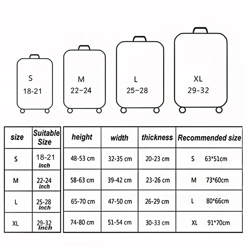 Housse de protection pour bagages en tissu extensible, étui anti-poussière pour bagages, adapté à la valise de 18 à 32 pouces, organisateur de voyage