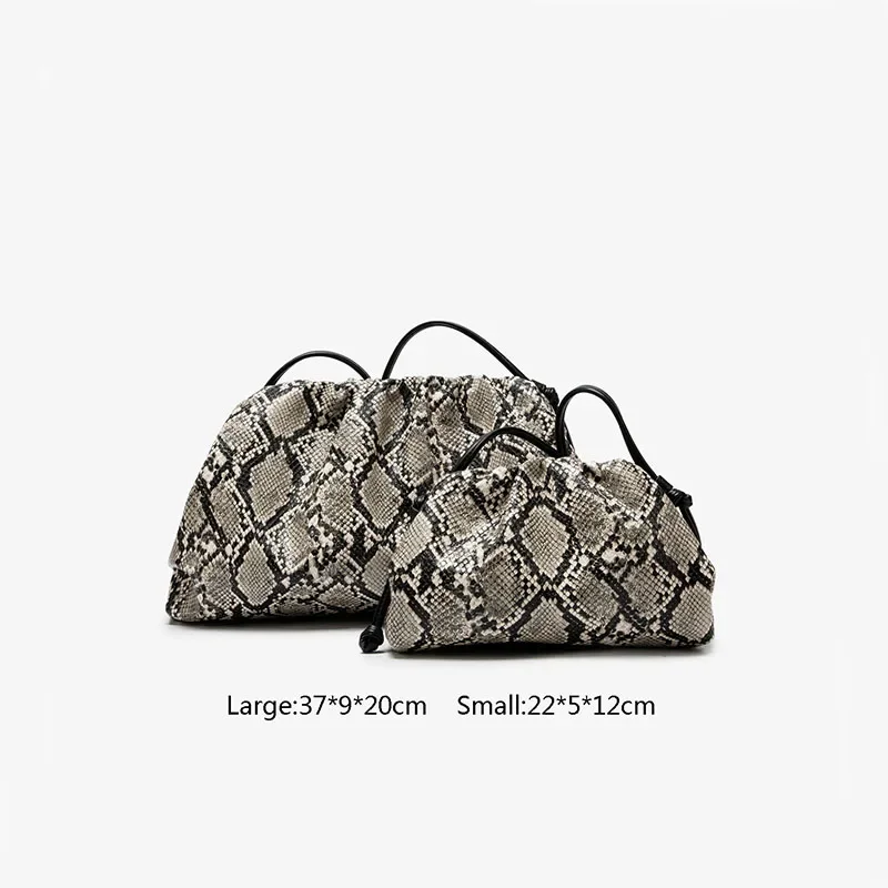 Ruched Serpentine Dumpling Bags for Women Pouch Handbag Clutch Snake Pattern Shoulder Crossbody Bag Luxury Designer Bag