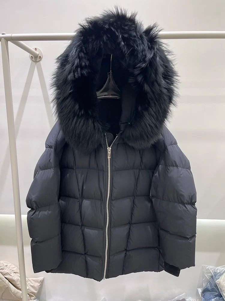 موضة جديدة الخريف الشتاء ريال فوكس الفراء طوق سترة منفوخة المرأة معطف سميك دافئ أوزة أسفل سترة فاخرة أبلى معطف الإناث #3
