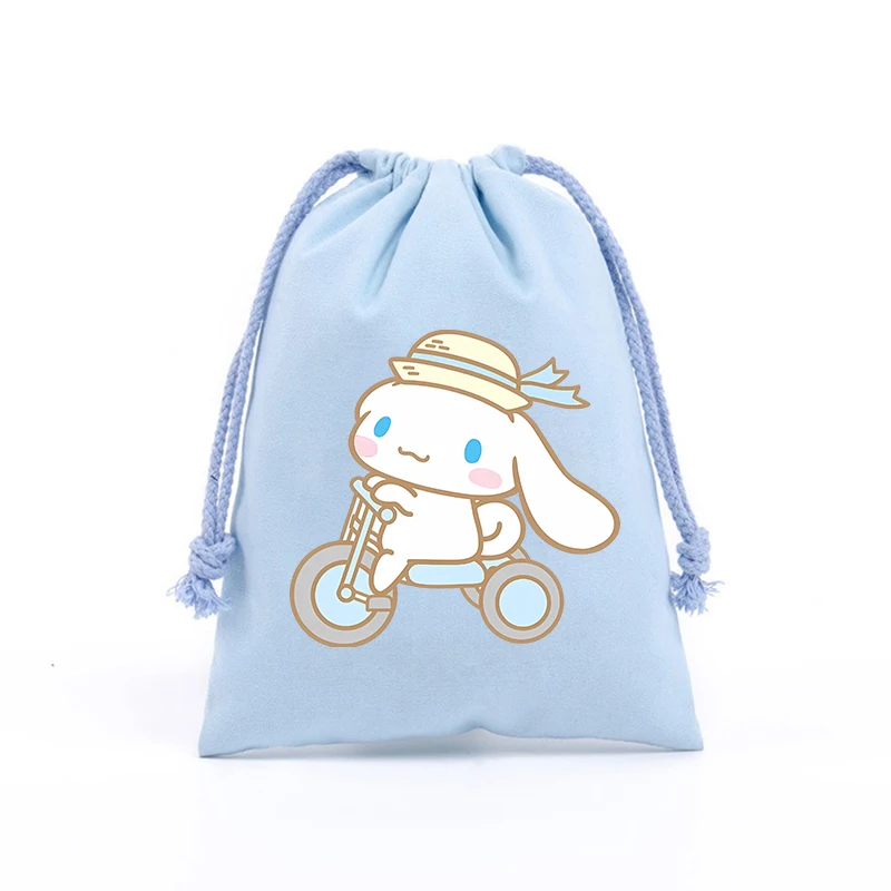 Sanrio Canvas Drawstring Bags Fashion Cinnamoroll Cartoon Pocket Cute Anime Family Children's Toy Cotton Party Gift Storage Bag