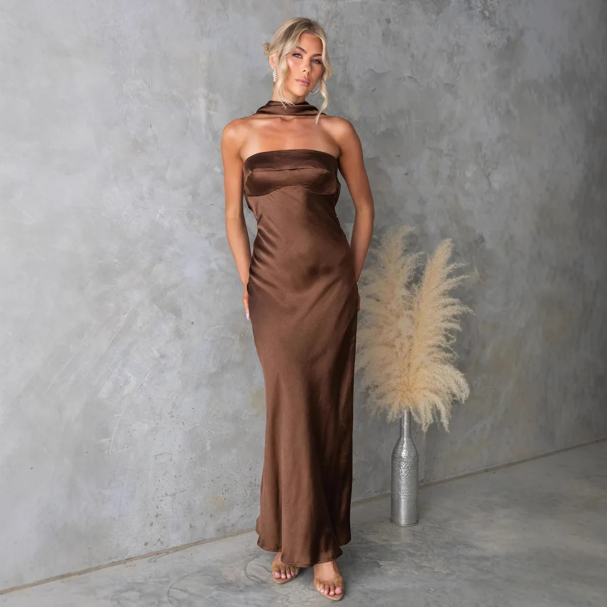 صيف جديد مثير طويل الحرير وهج الساتان الدكتور شنقا ني عالية الخصر ثي محبوك المرأة Faionable الدكتور جودة عالية بولي... #4