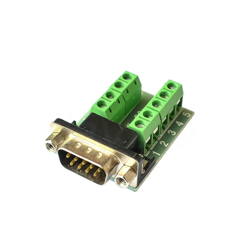 1\\5PCS D-Sub 9pin Solderless Connectors DB9 RS232 Serial to Terminal Female Male Adapter Connector Breakout Board