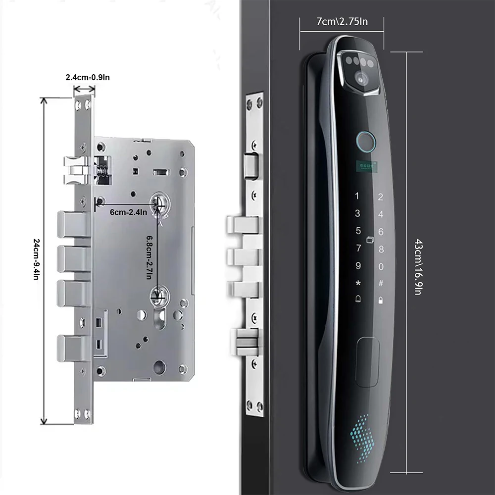 004 New Design 3D Face Recognition Smart Lock Digital Door Office Smart Drawer Lock with Wifi Keyless Waterproof Tuya for IP Net