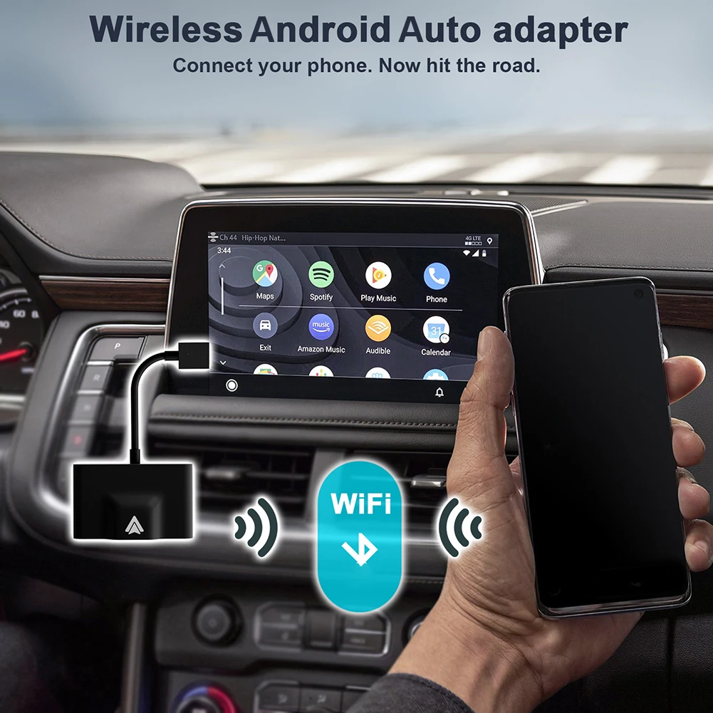 Android Auto Wireless Adapter Plug and Play Wired to Wireless Adapter for Android Auto 2.4G&5G WiFi Auto Pairing OTA Upgrade