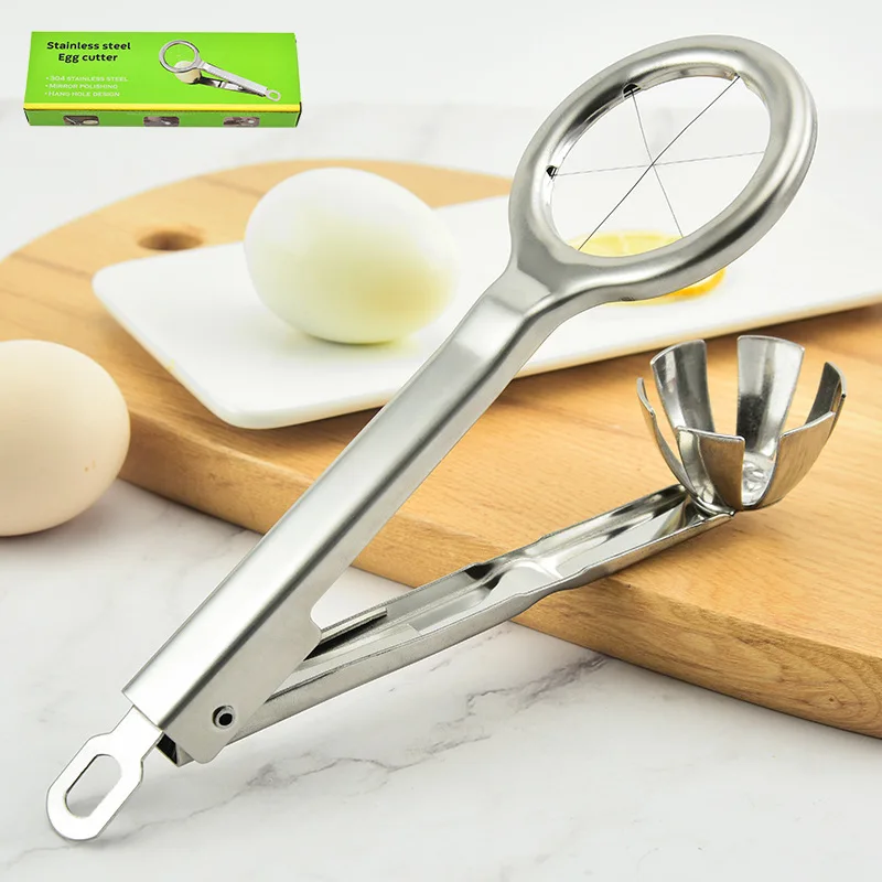 

304 Handheld Stainless Steel Egg Cutter Kitchen Gadget Egg Cutter Manual Splitter Labor-saving Artifact