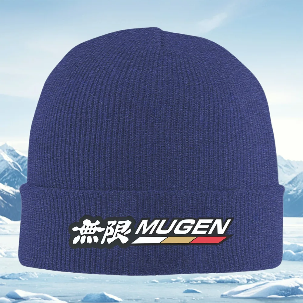 Белый знак Mugen с японским символом для мужчин и женщин, вязаная шапка унисекс, шапка-пуловер, зимняя теплая теплая рождественская уличная шапка Cyc