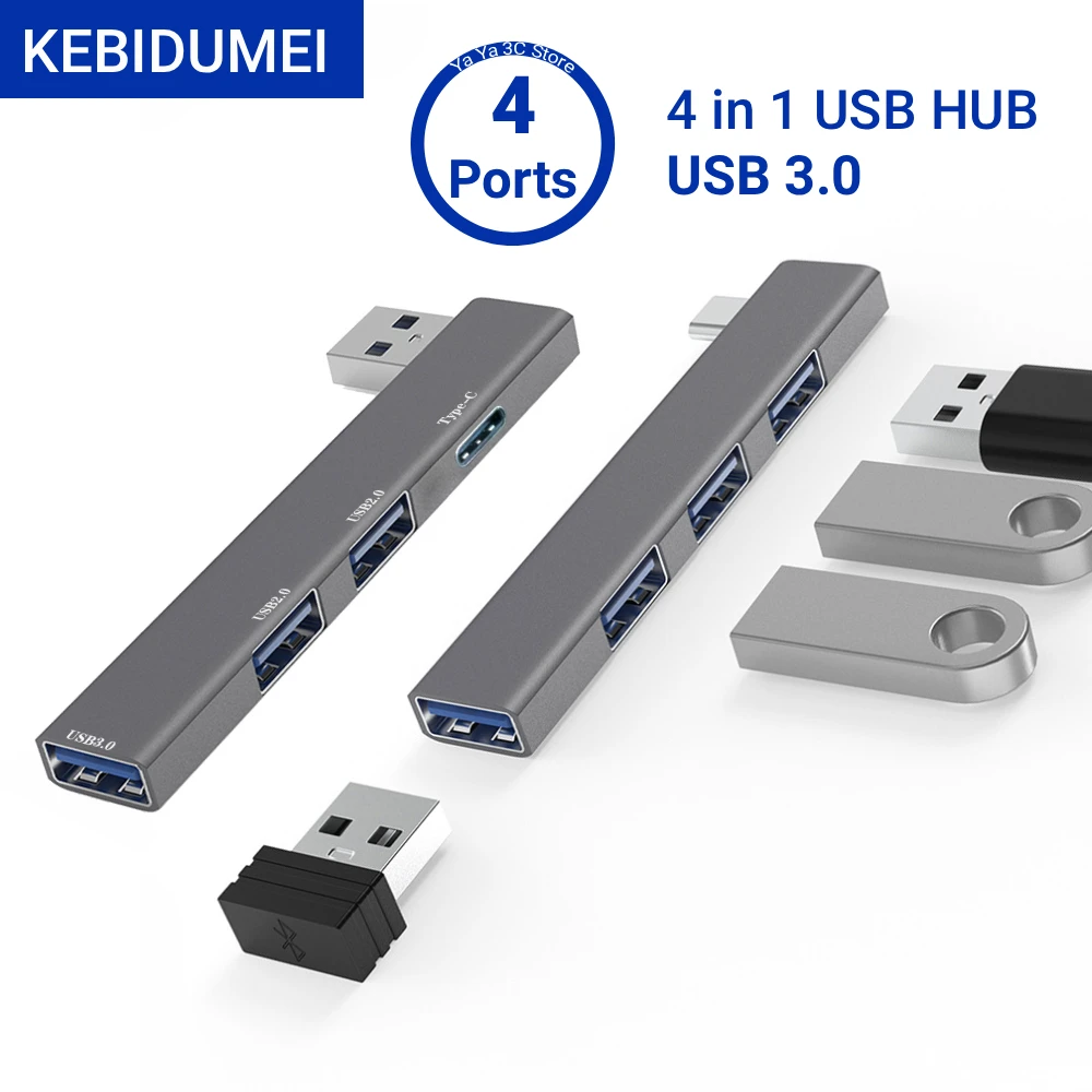 KEBIDUMEI 4-in-1 USB C HUB USB 3.0 5 Gbit/s High-Speed-Splitter OTG-Adapter USB-HUB für MacBook PC Computerzubehör