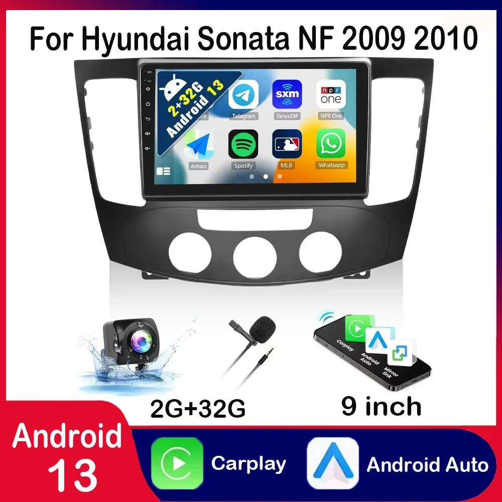

Android 13 Car Stereo for Hyundai Sonata NF 2009 2010 9" Touch Screen CarPlay&Android Auto with WiFi FM SWC Backup Camera MIC