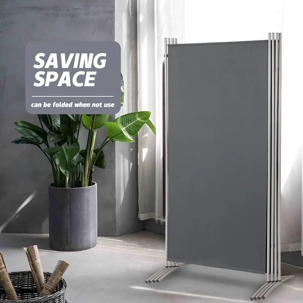 4 Panels Room Divider 6 FT Tall Weave Material Room Divider, Double Hinged Folding Privacy Screens, Freestanding Room Dividers,