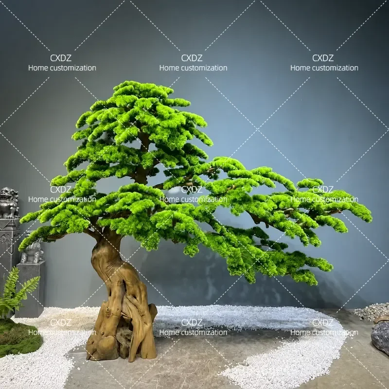 Large Artificial Podocarpus Tree New Chinese Style Indoor Porch Decoration Fake Pine Plant for Staircase Corner Landscaping