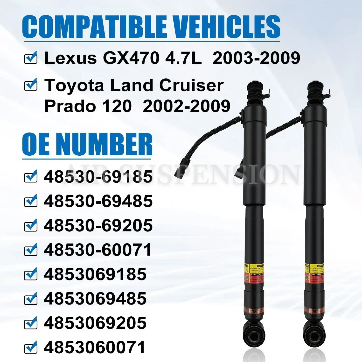 2pcs Front Rear Shock Absorbers for Toyota Land Cruiser Prado 120 / Lexus GX470 02-09 Adjustable Damper 4853069185 4853069485