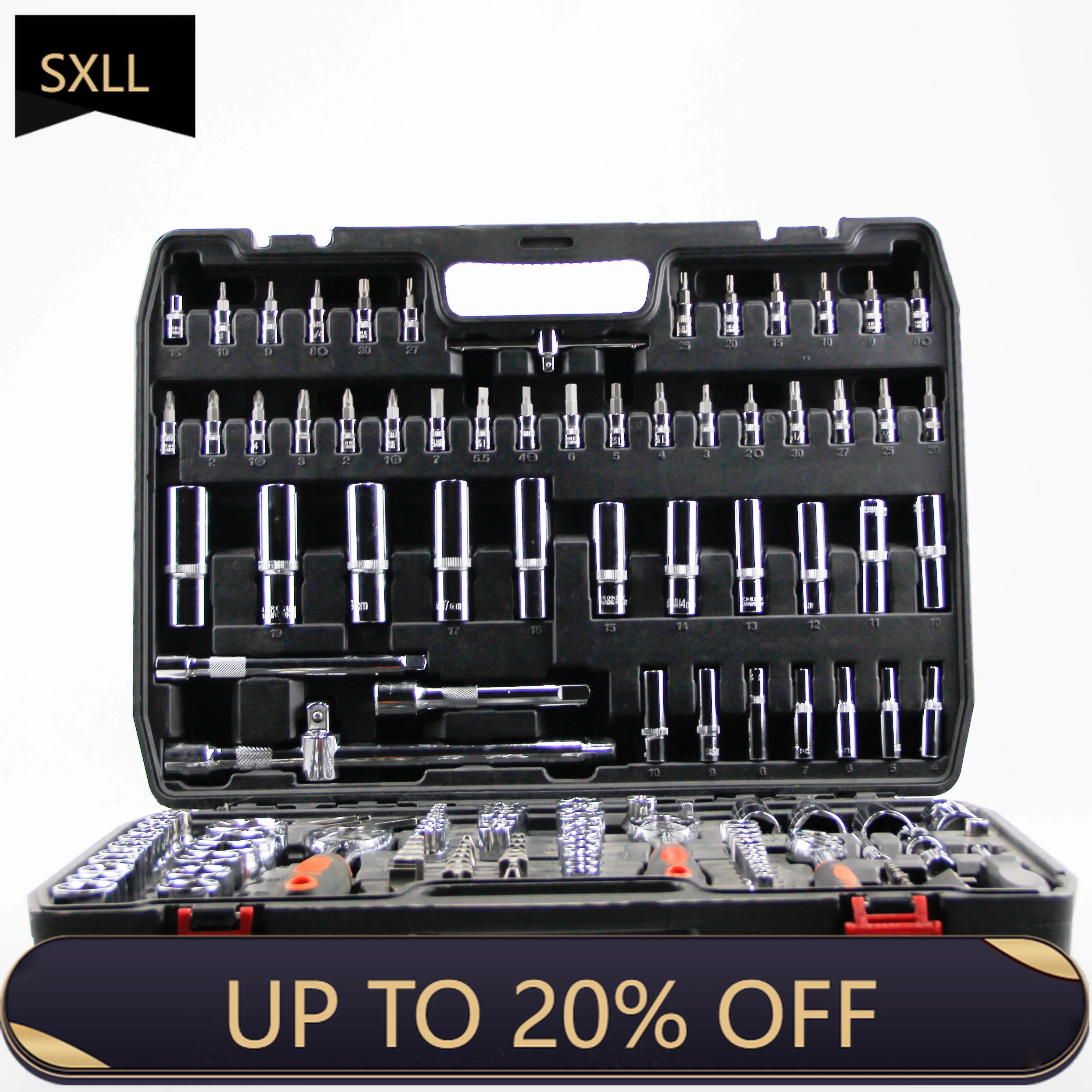

SXLL 172-Piece Auto Repair Mechanical Ratchet Sleeve Wrench Kit with Wrench