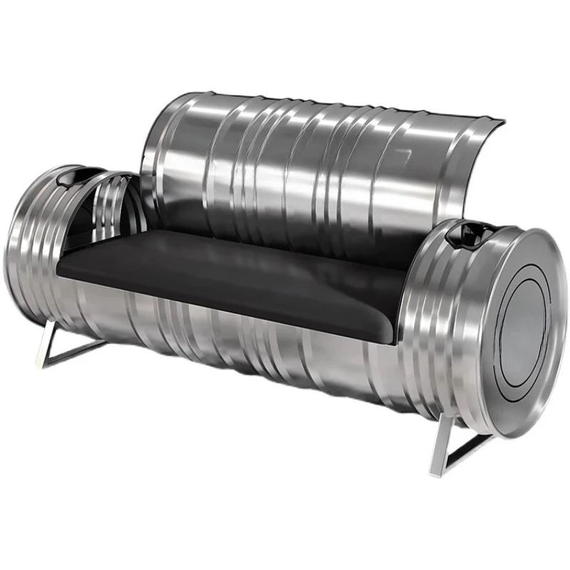 Industrial wind oil drum, bar table and chair combination Internet celebrity personality wrought iron coffee table