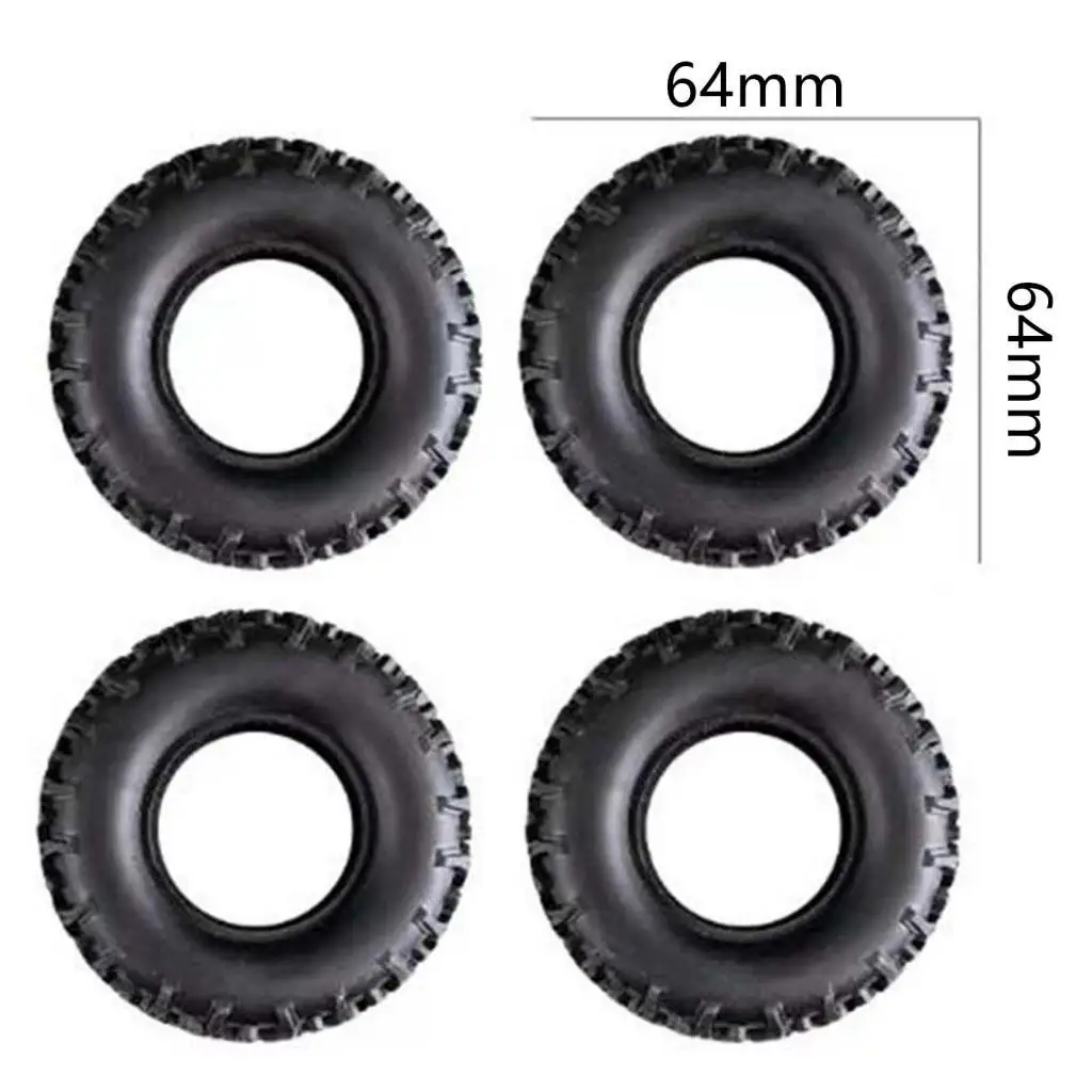 4개 RC 타이어 휠 RC 휠 및 타이어 세트 1/16 1/12 스케일 경량 64mm 휠 타이어 교체 부품, C24 B24용