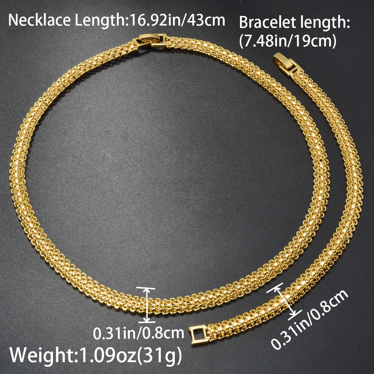 Hip Hop Geometric Chain Jewelry Set for Women Punk Cuba 18k Gold Plated Necklace Hand Cuff Friend Party Engagement Bracelet Gift