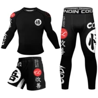 Conjunto de camisa y mallas antideslizantes para hombre, camisa de manga corta con diseño especial de goma, venta al por mayor