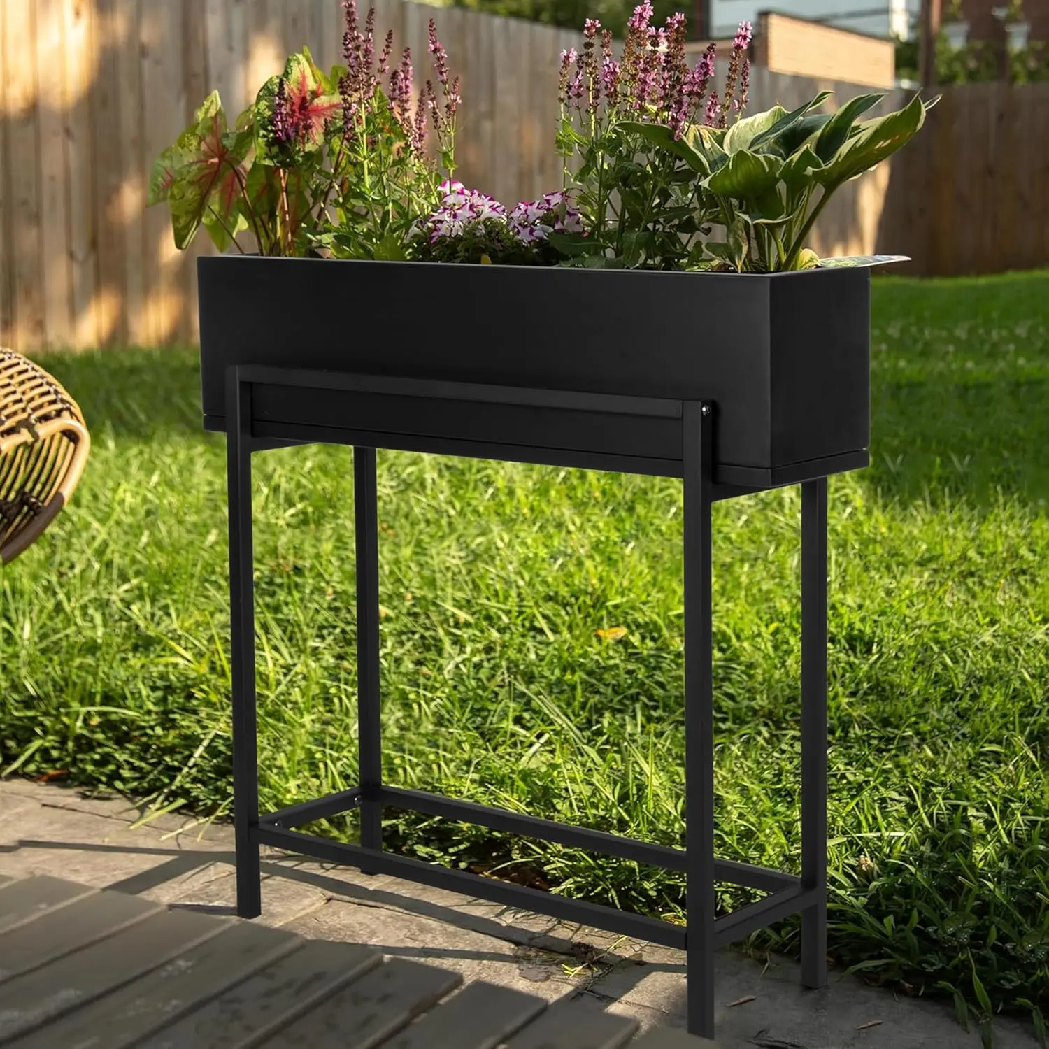 

Raised Planter Box with Legs - 29x33x9 Inch Metal Raised Garden Bed for Outdoor or Indoor Herb Garden, Plants, Patio, Ba