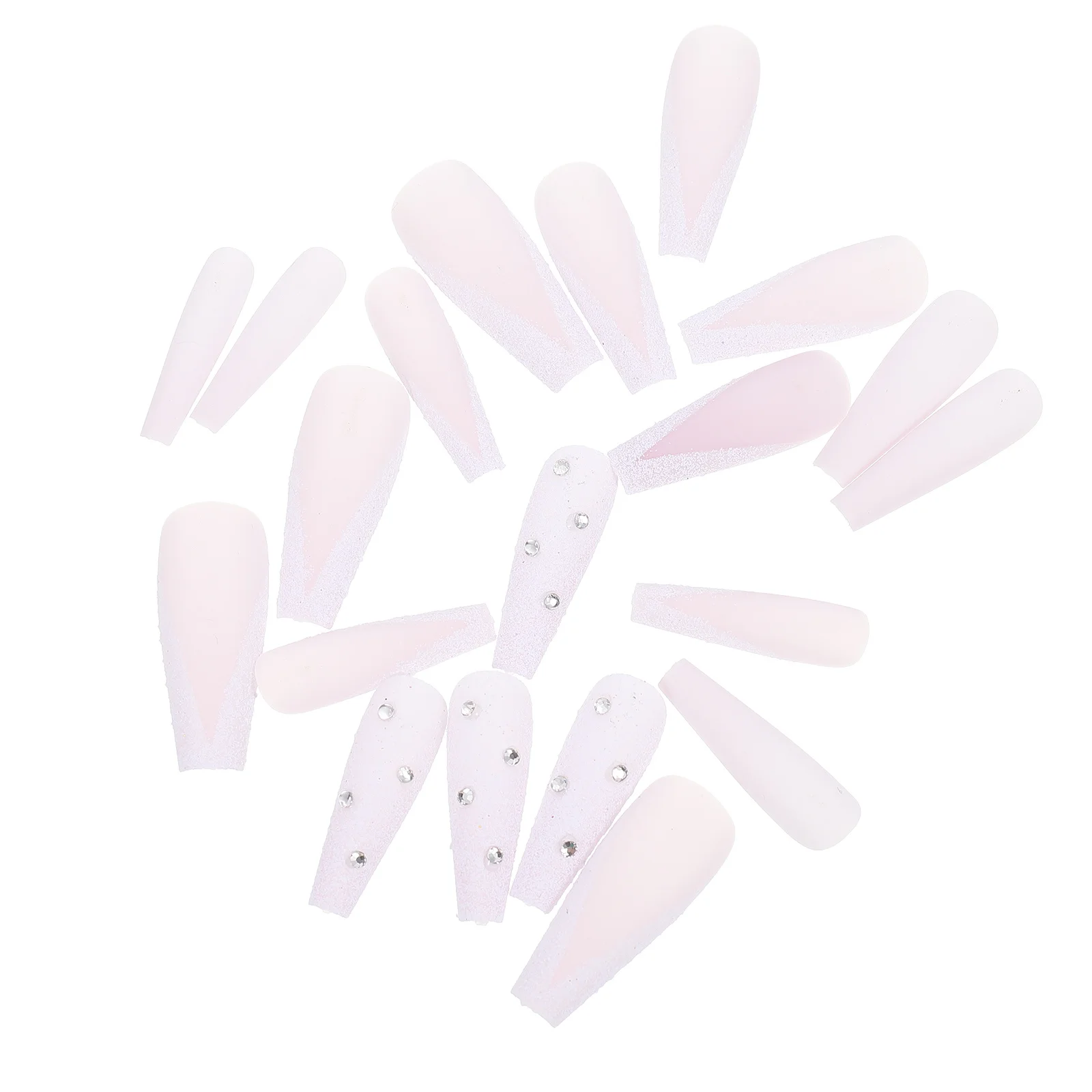 

48pcs Full Cover Fake Nails V Pattern Long False Nail Tips Salon Nail Art Supplies Stickers Durable Women Fake
