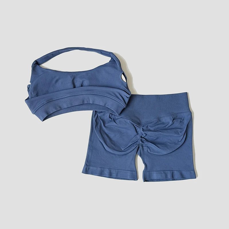 Piece Yoga Set Sportswear Woman Gym Halter Bra Shorts Activewear Pilates Clothes Sports Workout Fitness Suit two piece set women