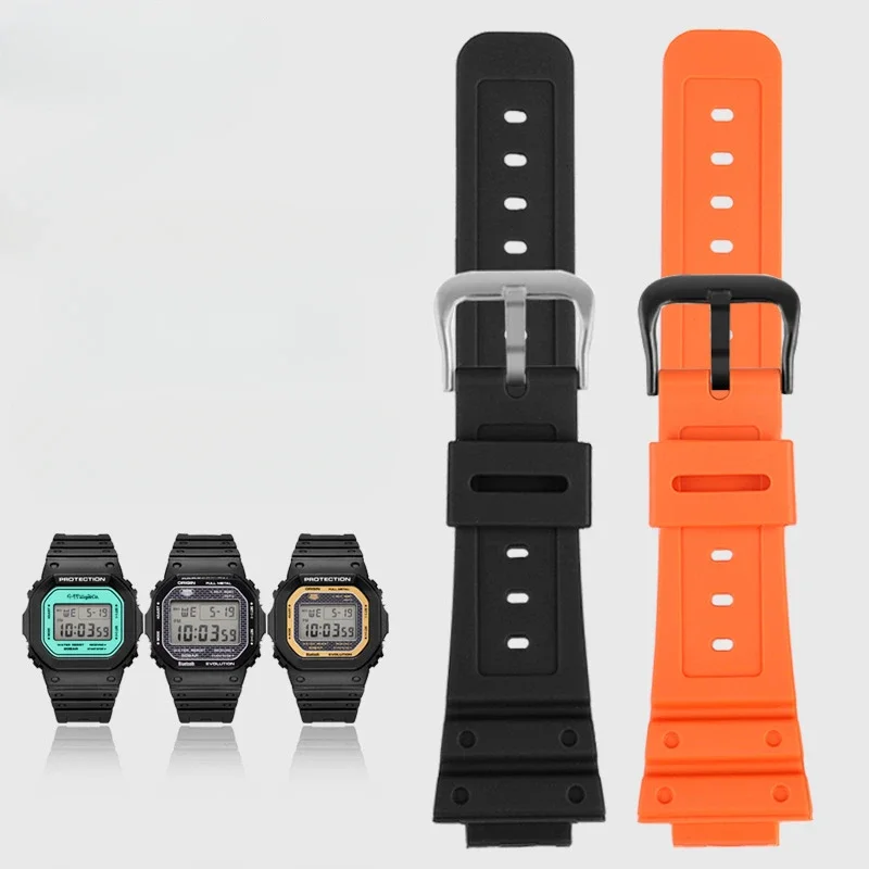 For Casio 16mm Watch Strap Convex Interface Sweat-Proof Wear-Resistant Silicone Ga2100 Gw6900 Gd120 Dw5600 5610 Accessories