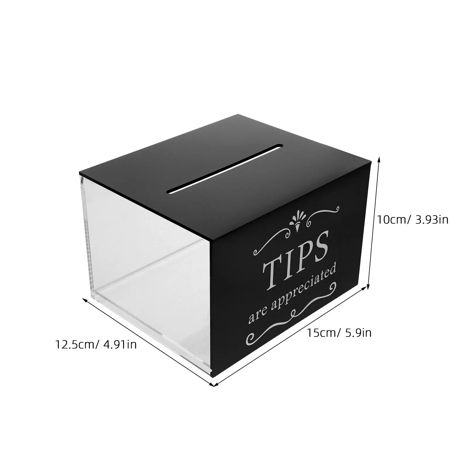 Lockable Acrylic Tip Jar Clear Transparent Design for Tips Donations Cash Savings Professional Use in Cafes Restaurants Bars