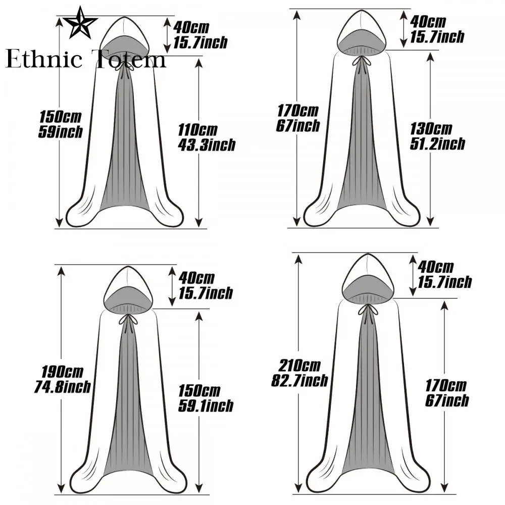 Średniowieczny płaszcz z kapturem dla dzieci i dorosłych, peleryna z kapturem, czarny płaszcz żniwiarza, czarownica, wampir, przebranie na karnawał,