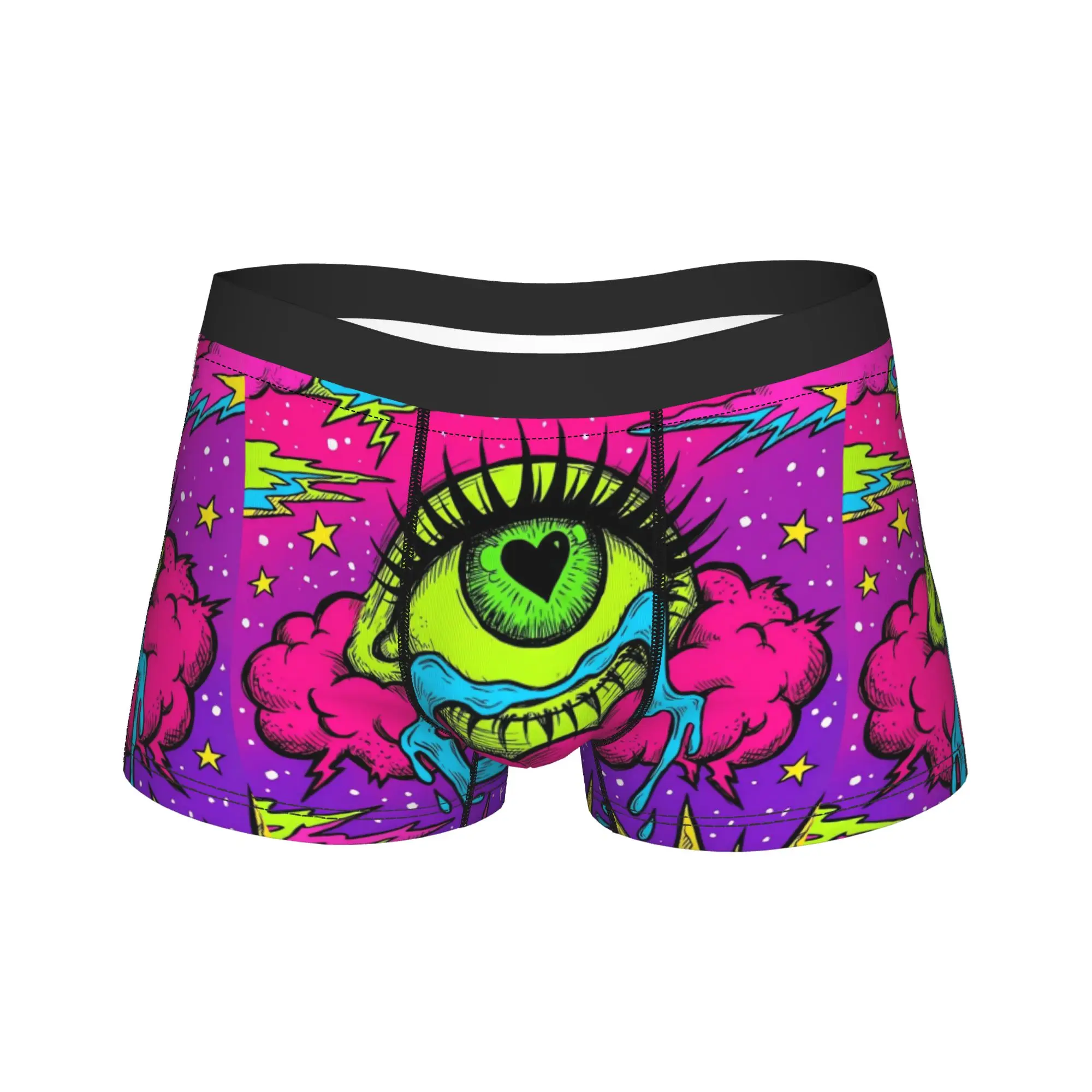 Hip Hop Retro Purple‑eye Cloud Monster Underwear  Male Boxer Brief Breathable Boxer Shorts High Quality Oversize Underpants