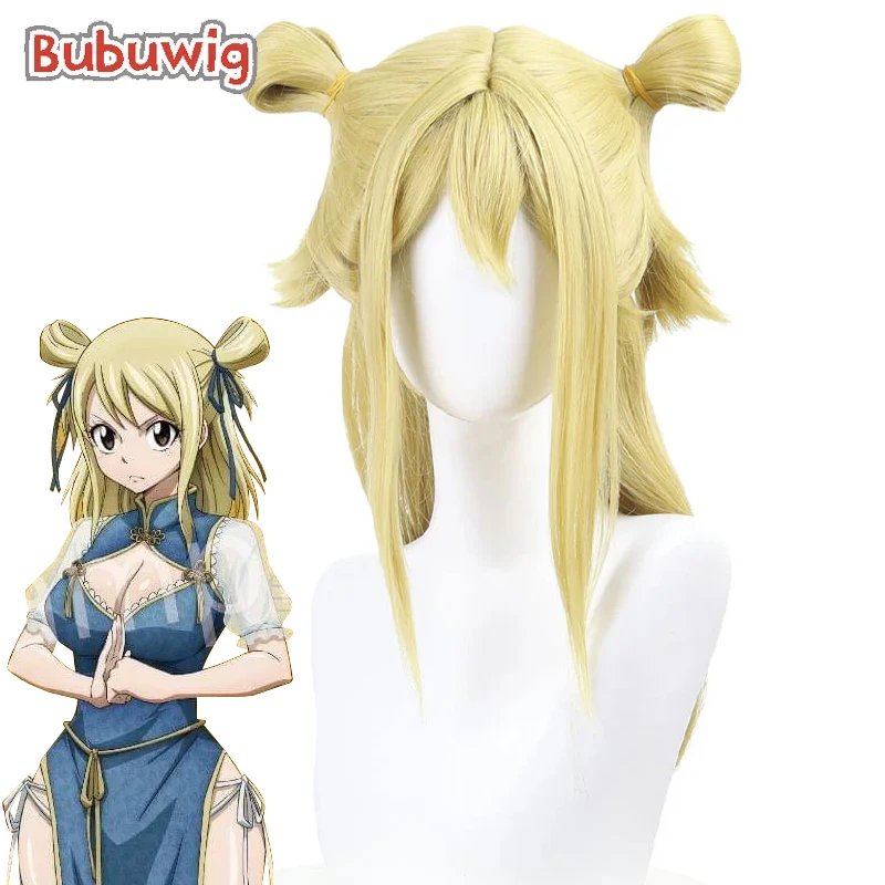 Bubuwig Synthetic Hair Lucy Heartfilia Cosplay Wigs Fairy Tail Lucy Heartfilia Chinese 50cm Long Blonde Cos Wig Heat Resistant