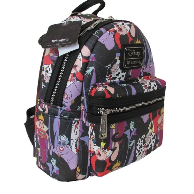 Disney-Loungefly Mini mochila para mulheres, alça dupla, bolsa de ombro, bolsa dos vilões