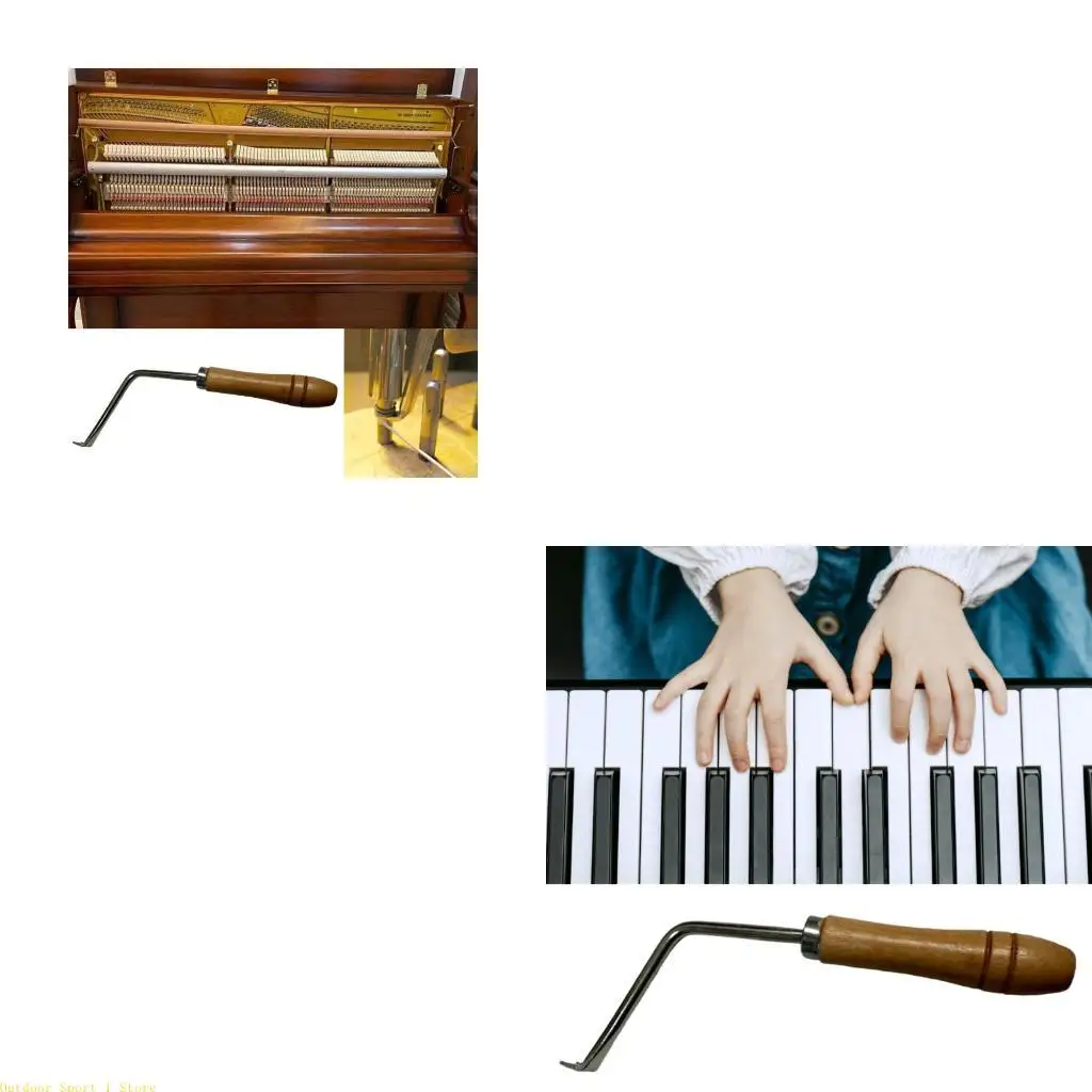 A0KA Professional Piano Tuning Tool Wooden Grip Stainless Steel String Lifting Hook For Precise Instrument Adjustment