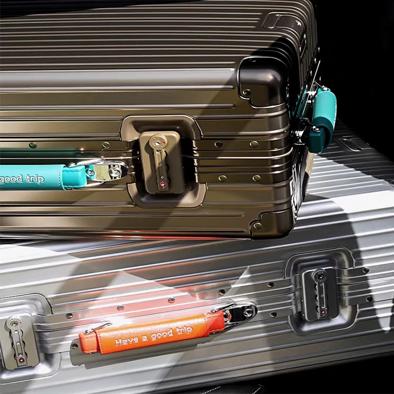 

Винтажный чемодан из 100% алюминиевого магниевого сплава, 20-дюймовый чемодан на колесиках с кодом TSA, 24/29 дюймов, металлические дорожные чемоданы для посадки