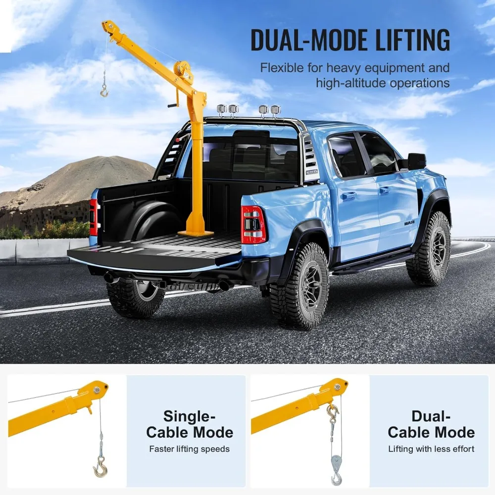 Factory Direct 2026 1100lbs Pickup Truck Crane Manual Winch Folding Jib Hoist 360° Swivel Steel