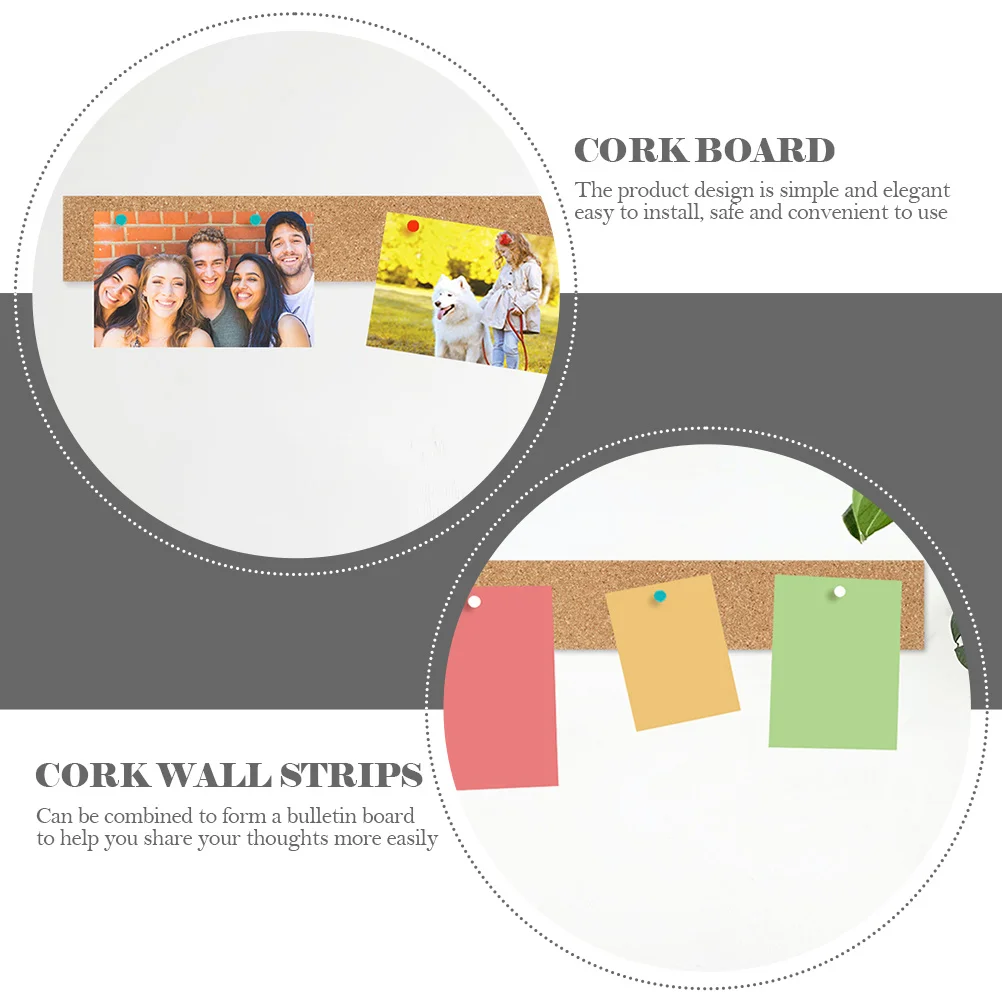

3Pcs Self-Adhesive Cork Strips Brown Natural Wood Texture Easy Install Office Home Bulletin Board for Photos Memos Message