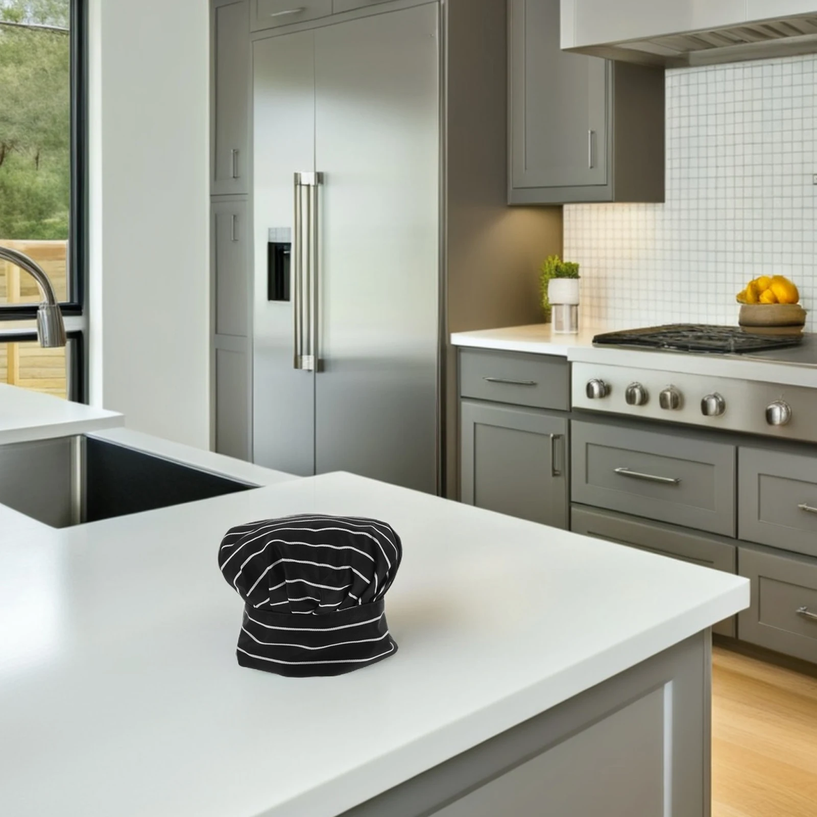 Gorro de Chef Branco Plissado para Homens e Mulheres, Chapéu Profissional de Cozinha para Culinária e Confeitaria, Chapéu de Chef de Algodão Respirável