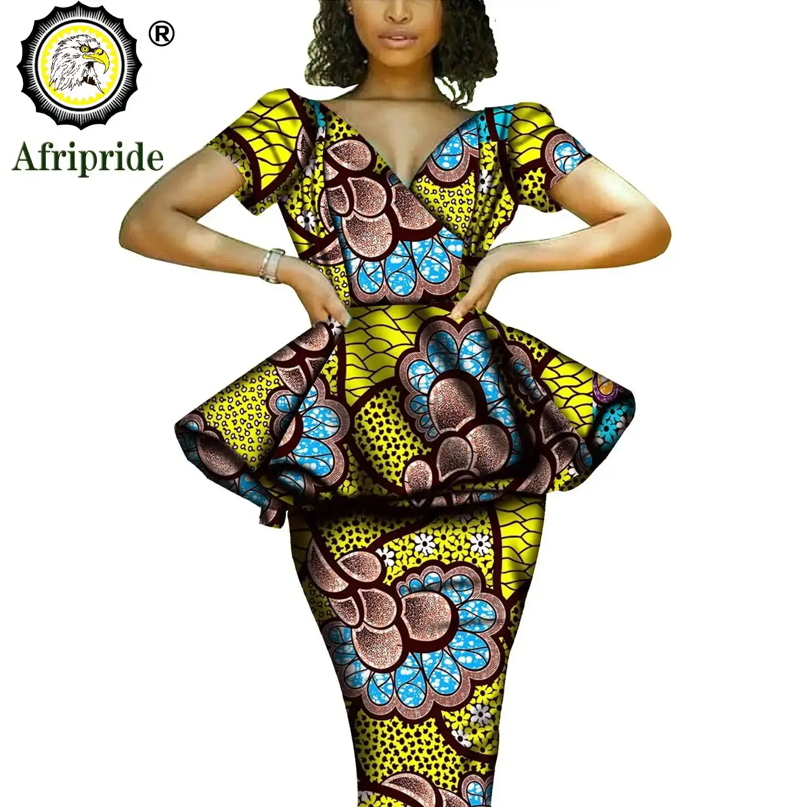 African 2 Piece Set for Women Dashiki Tops Print Skrit  Ankara Clothing Wax Attire Blouse Shirt AFRIPRIDE S1926004