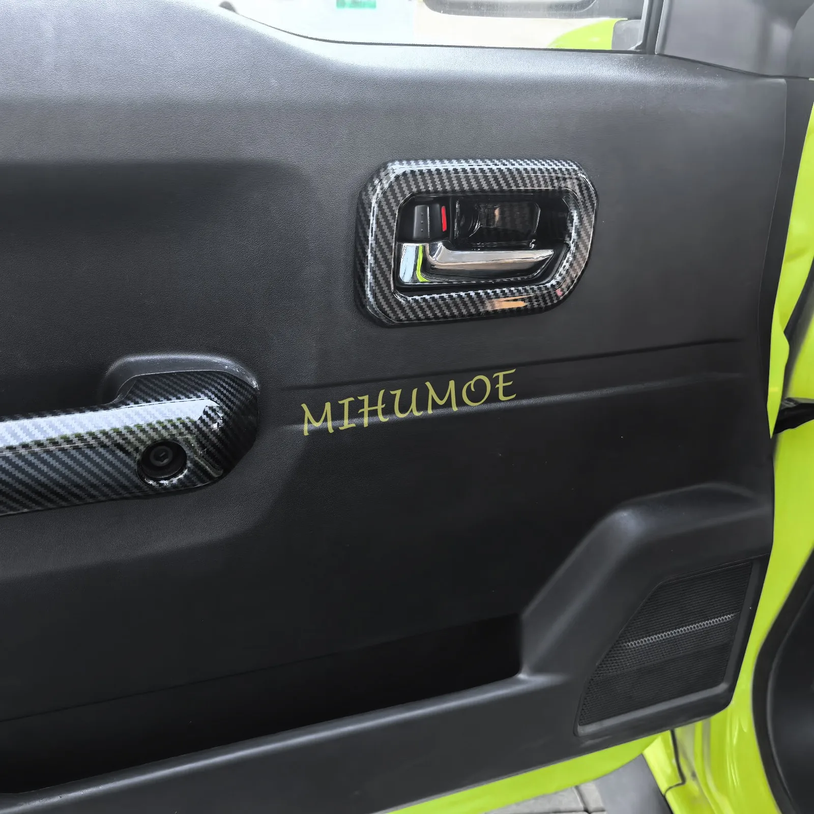 4 قطعة ألياف الكربون سيارة الداخلية مقبض الباب السلطانية غطاء إطاري الكسوة لسوزوكي جيمي 2019 2020 2021 2022 2023 2024 2025 اكسسوارات