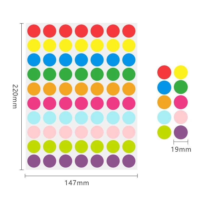 700PCS 19mm Colored Dot Graffiti Stickers Polka Circle Office Classroom Party Decoration Toys Diary Decoration Sticker