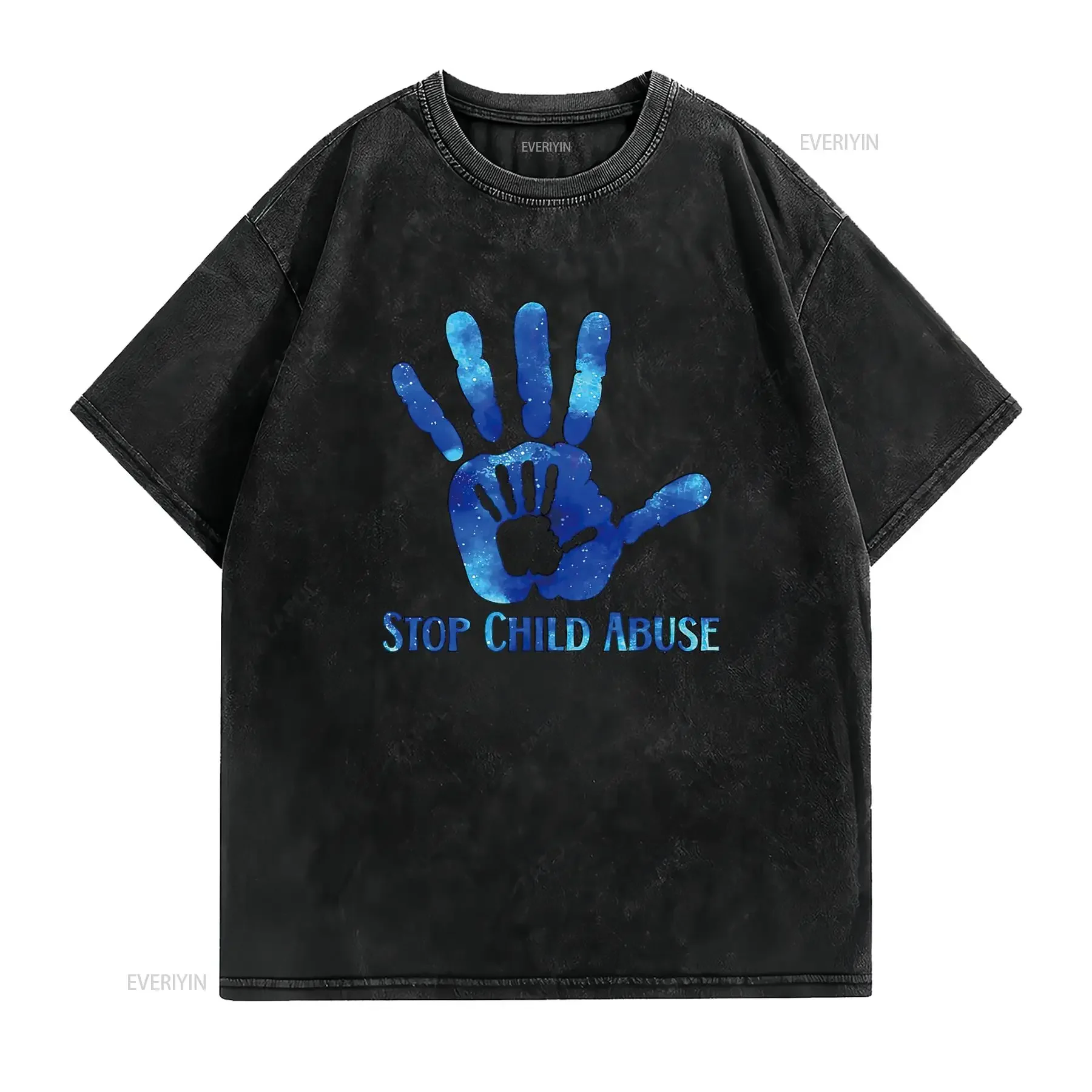 Stop Child Abuse Prevention Awareness Month Women s Cute T Shirt Fashionable  Womens Tops vintage Washed Stretched streetwear