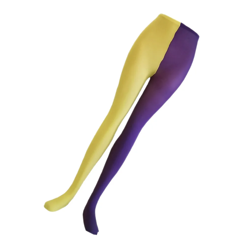 1 paio di comode calze elastiche a tubo lungo, calzini alti alla coscia alla moda di grande qualità, accessori per feste di Natale, viola giallo
