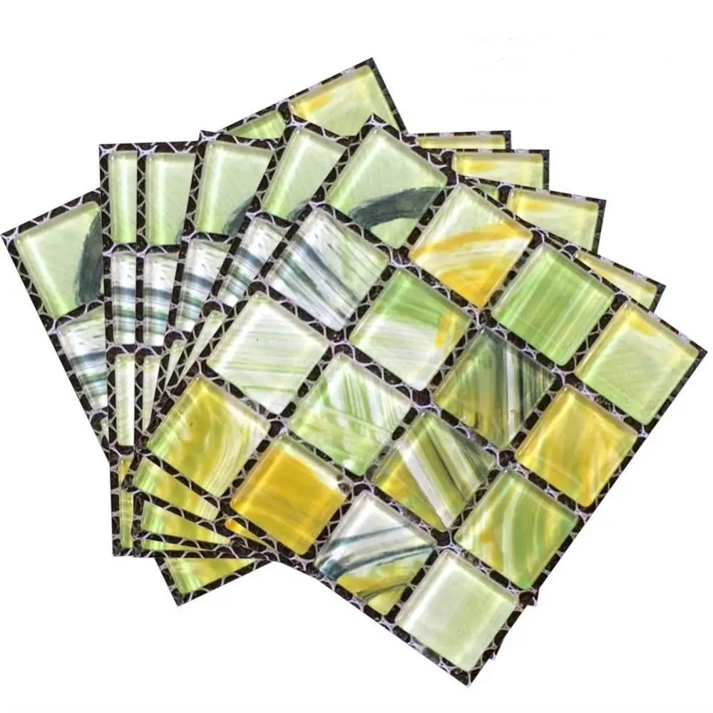 20pcs/set New Self Adhesive Wall Sticker Flat 3D Waterproof Mosaic Tile Wallpaper Oil Resistant Kitchen Stickers Bedroom Home