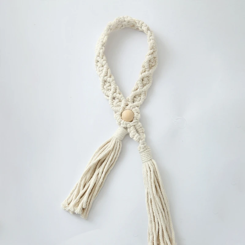 Leaf Tassel Macrame Curtain Tieback Hand-Woven Cotton Rope Curtain Tie Back Holder Drapery Holdback Home Decoration