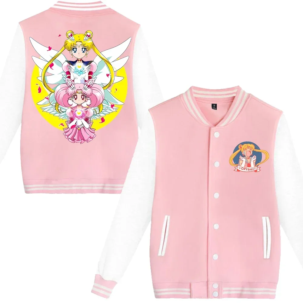 Sailor Moon Y2K Jacket Kawaii Cartoon Anime Printed Coat Girls Woman Casual Sporty Long Sleeves Adult Autumn Winter Clothing