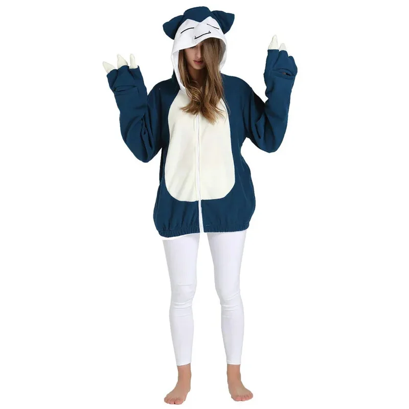 Women Cute Cotton Blend Long Sleeve Anime Cartoon Hoodies Kabi Snorlax Pullover Tops Jacket Coats Sweatshirt Outwear