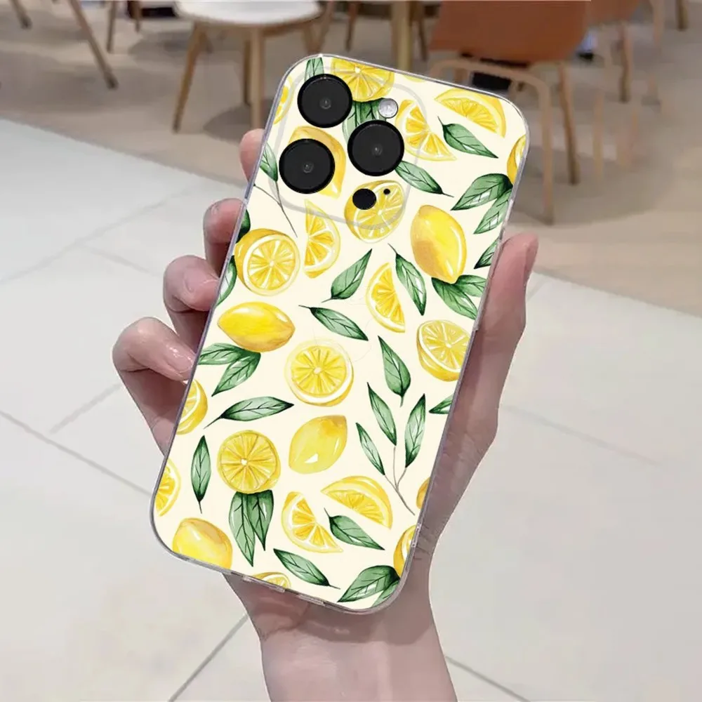 Fruit Lemon Phone Case For iPhone 15,14,13,12,11 Plus,Pro,Max,XR,XS,X,7,8 Plus,SE,Mini Transparent Soft Cover