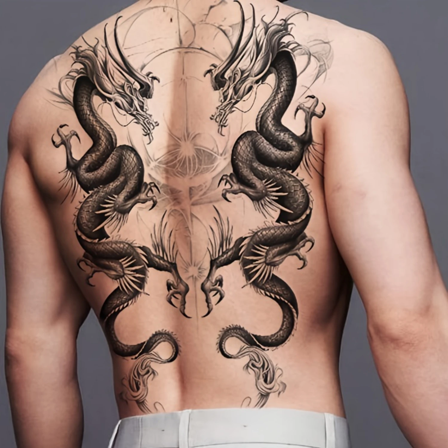 

Temporary Waterproof Dragon Totem Full Back Tattoo Sticker, Lasting For One To Two Weeks, Realistic Tattoo Color That Does Not R