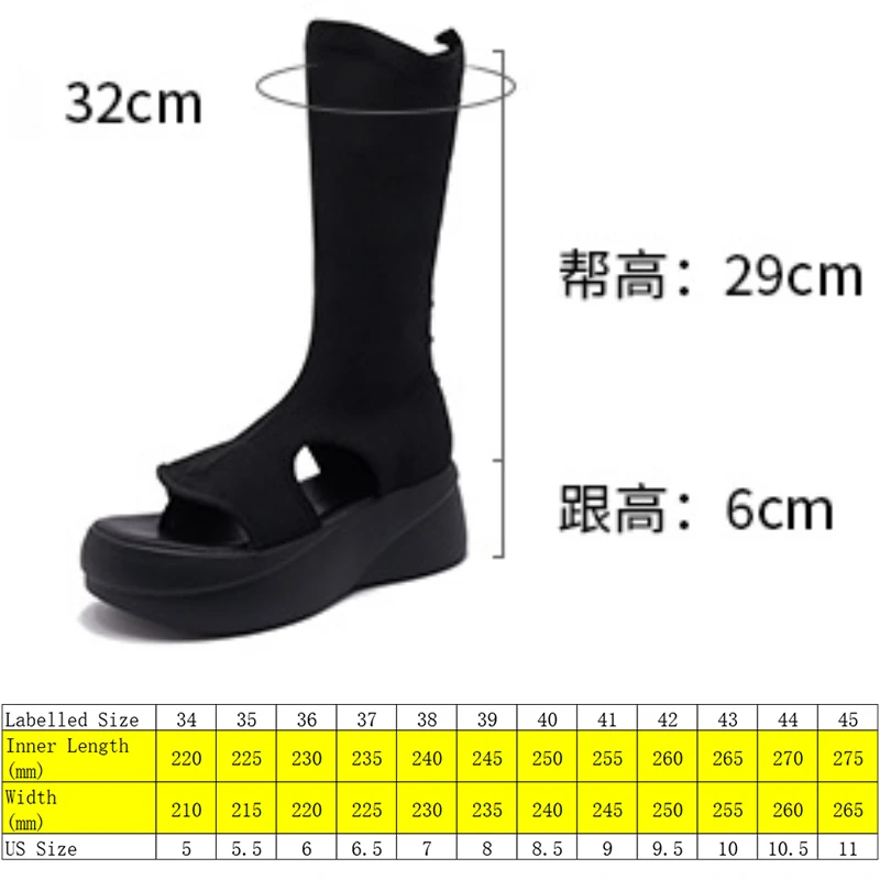 Fujin 6cm Cloth Streth Fabric Wedge Platform Casual Sneakers Ankle Knee High Booties Summer Fashion Peep Toe Women Slip on Shoes