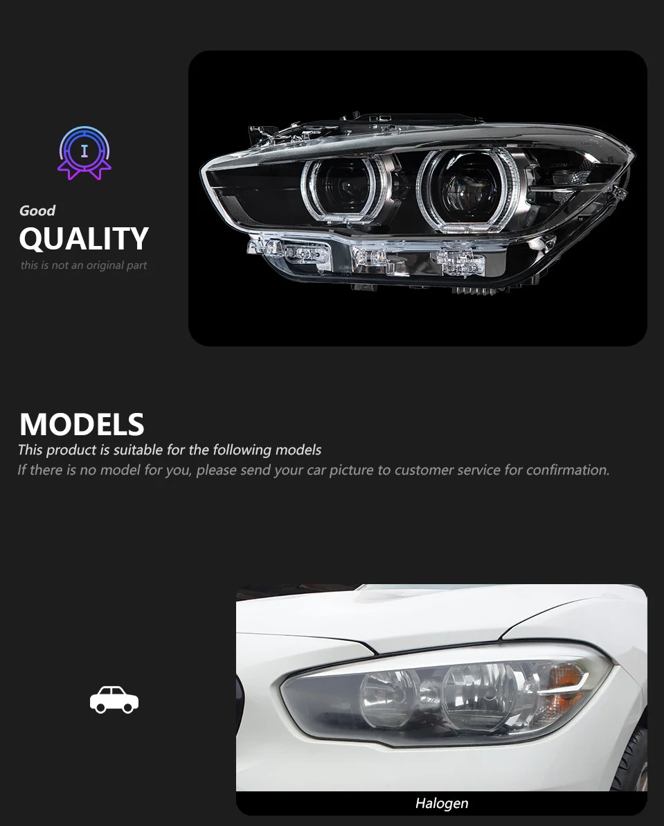 مناسبة لمجموعة المصابيح الأمامية BMW 1 Series F20 2015-2018 لتعديل الجري النهاري على شكل ملعقة ليزر LED
